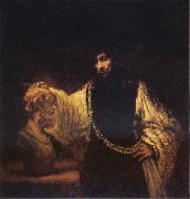 REMBRANDT Harmenszoon van Rijn Aristotle Contemplating the Bust of Homer oil painting artist
